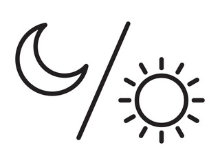Sun and moon icon isolated on white background. Day and night line icon.