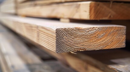 A stack of wood with a piece of wood showing the grain. The wood is brown and has a rough texture