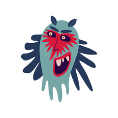 Vibrant Strange ugly Halloween characters. Cute bizarre comic characters in modern flat hand drawn style