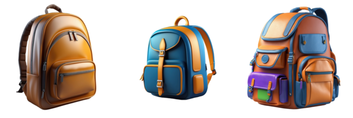 school backpack isolated on transparent background