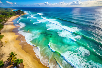 Obraz premium Ocean waves. Top view.
