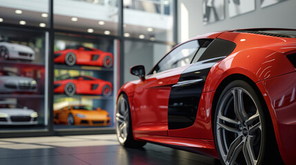 Naklejka premium Create your dream car in a virtual showroom, where each feature