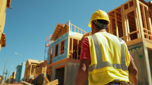 Construction worker on building site in daytime
