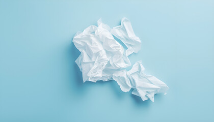 Obraz premium Last pad of tissue paper on pastel blue background