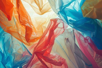 Plastic bag texture colorful background, recycling concept