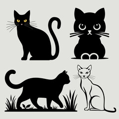 minimal cat silhouette vector illustration
