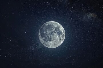 Fototapeta premium Night sky with stars and the full moon.