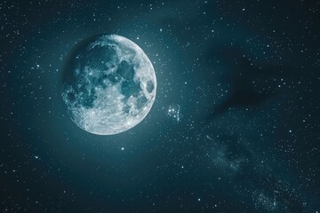 Obraz premium Night sky with stars and the full moon.