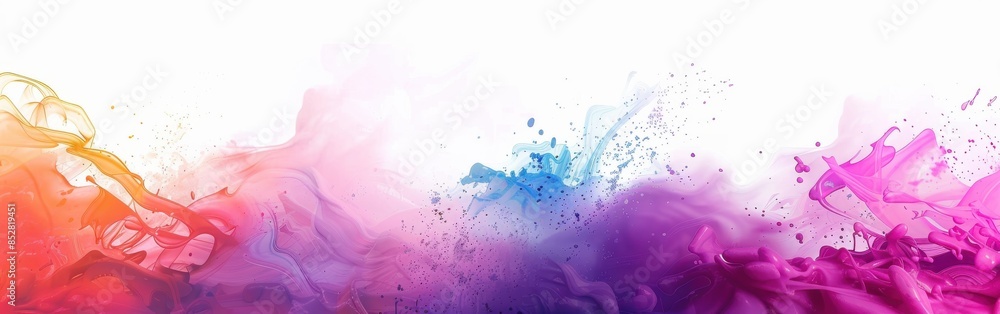 Poster this image is an abstract background featuring a vibrant splatter of colorful paint on a white backg