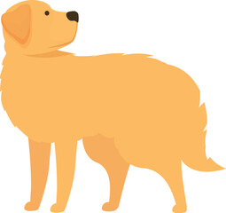 Simple cartoon illustration of a golden retriever dog standing and looking up