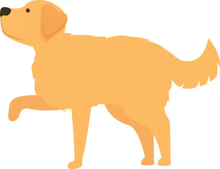 Cartoon illustration of a golden retriever dog standing and raising its paw