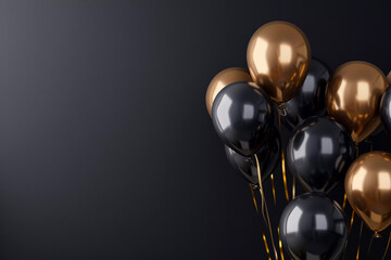 Party celebration black and gold balloons background