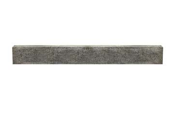 Short horizontal concrete beam - on isolated transparent background.