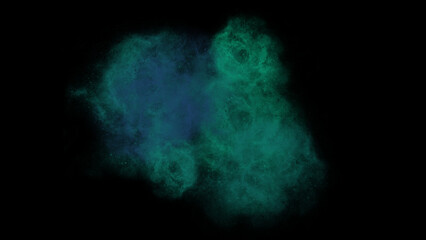 Cloud of blue fog or smoke on a black background.