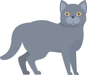 Cartoon illustration of a grey chartreux cat standing on all fours