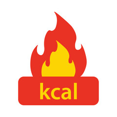 Energy fat burn kcal fire icon. Kilocalorie red-orange logo vector weight fitness flame graphic icon illustration. kilocalorie symbolic emblem for food products cover designation, fat burning.