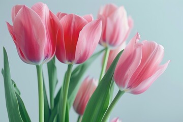Fototapeta premium Beautiful tulips for Mother Day on a light background.