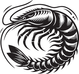 Shrimp fish silhouette vector illustration