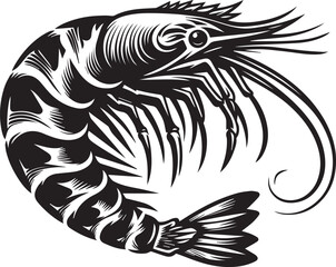 Beautiful  Shrimp fish silhouette vector