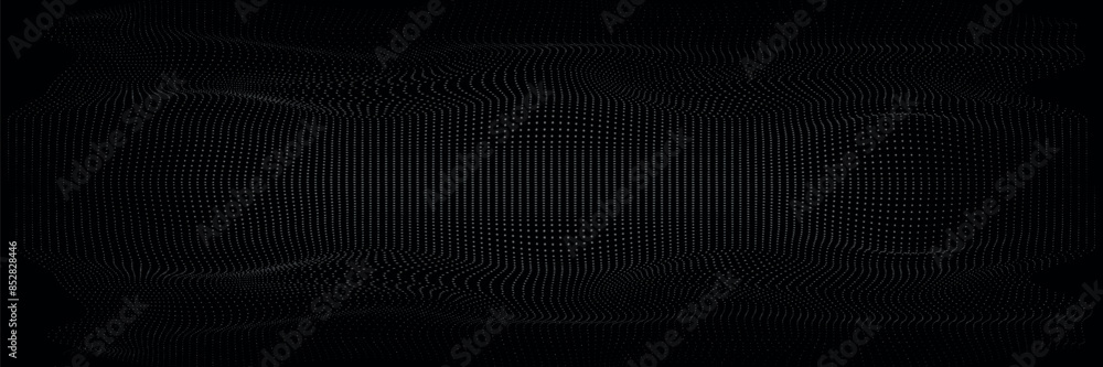 Poster abstract digital wave of particles. futuristic point wave. technology background vector. vector illu