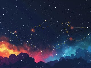 indus flat design side view constellation illustration animation vivid