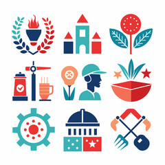 Fototapeta premium A variety of colorful icons displayed against a white backdrop