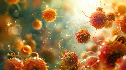 Illustration depicting skin cancer cells in a three dimensional form