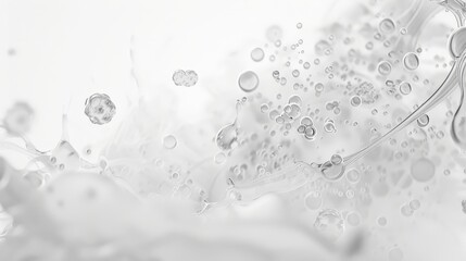 Closeup of a white background with some floating liquid bubbles in the style of medical science concept
