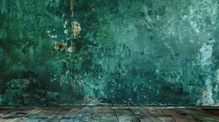Grunge backdrop with dark green wall for texture