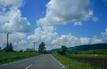 Contry roads of Transylvania in a spring day, Romania