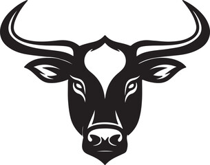 cow head silhouette vector art illustration