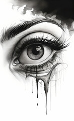 Obraz premium grayscale eye sketch of a woman