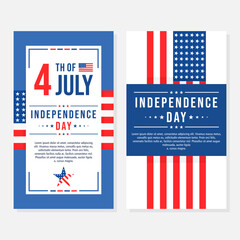 Set of 4th of July United States Independence Day celebration promotion advertising social media post banner, sticker, background, poster, card design. 