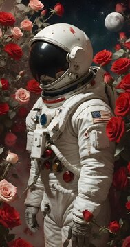 An astronaut in flowers..