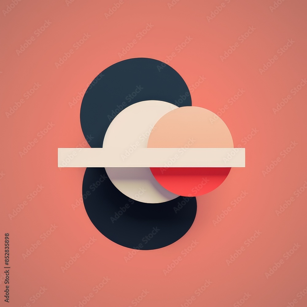 Aufkleber abstract geometric shapes in a minimalist style. circles and a rectangle in contrasting colors again