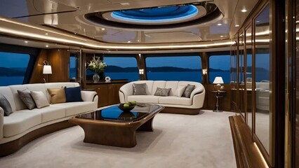Interior of a luxury comfortable yacht