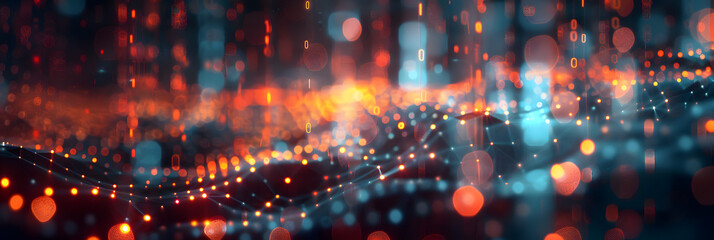 Obraz premium Digital background perfect for tech processes, neural networks, artificial intelligence, data transfer and encryption, digital archives, sound and graphic presentations, science, education, etc.