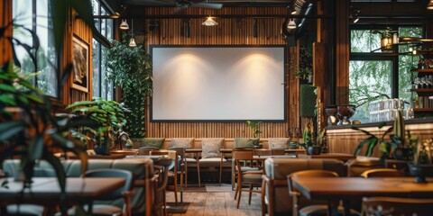 Fototapeta premium Modern Cafe Interior Design with a Rustic Touch