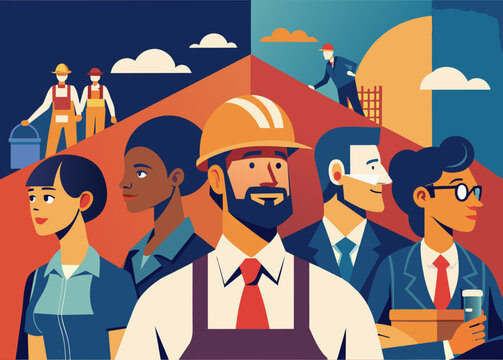 People of different professions standing together in unity