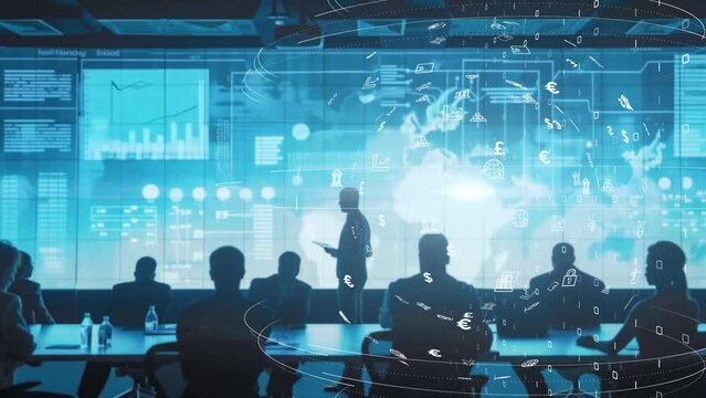 Innovative workspace with virtual data and collaborative business activities
