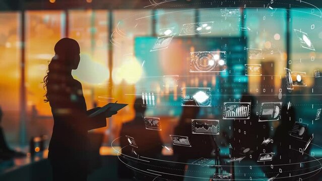 Innovative workspace with virtual data and collaborative business activities