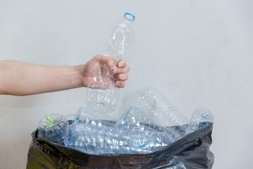 Plastic bottles waiting to be taken to recycle.