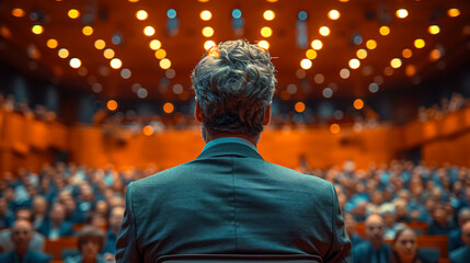 View of the crowded auditorium of professionals taking