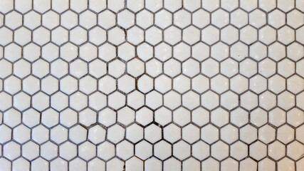 White hexagonal ceramic tile texture for modern interior design backgrounds, suitable for home...