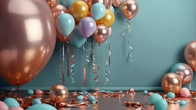 Beautiful balloons, festive background decoration


