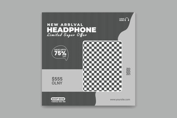 headphone social media design template