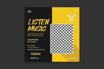 headphone social media design template