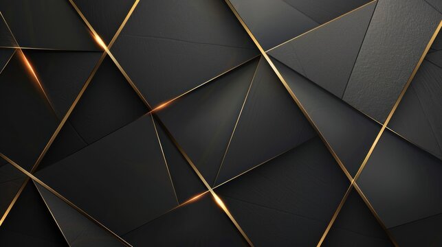 Modern mosaic wallpaper in black and gold geometric background, beautiful abstract pattern, banner design with space for text or graphic