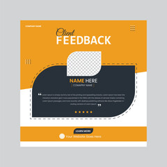 Creative client testimonial vector mockup template design.