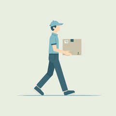 illustration of courier delivering package. vector illustration